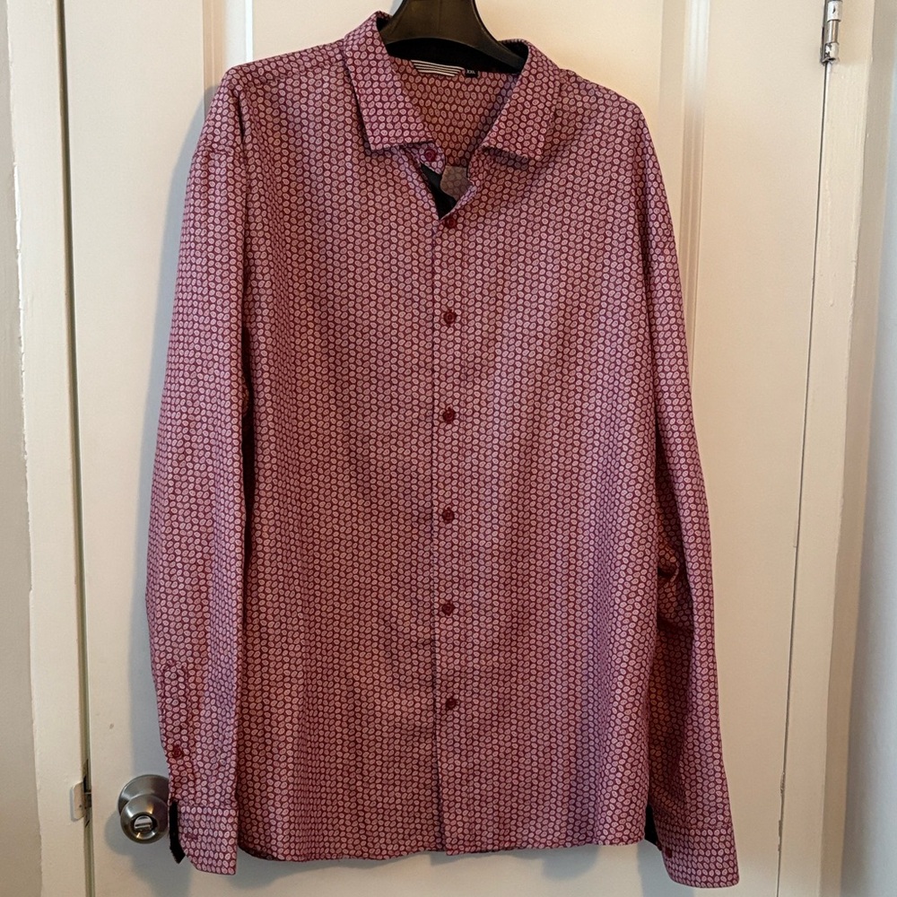 Men's Red Patterned Shirt XXL